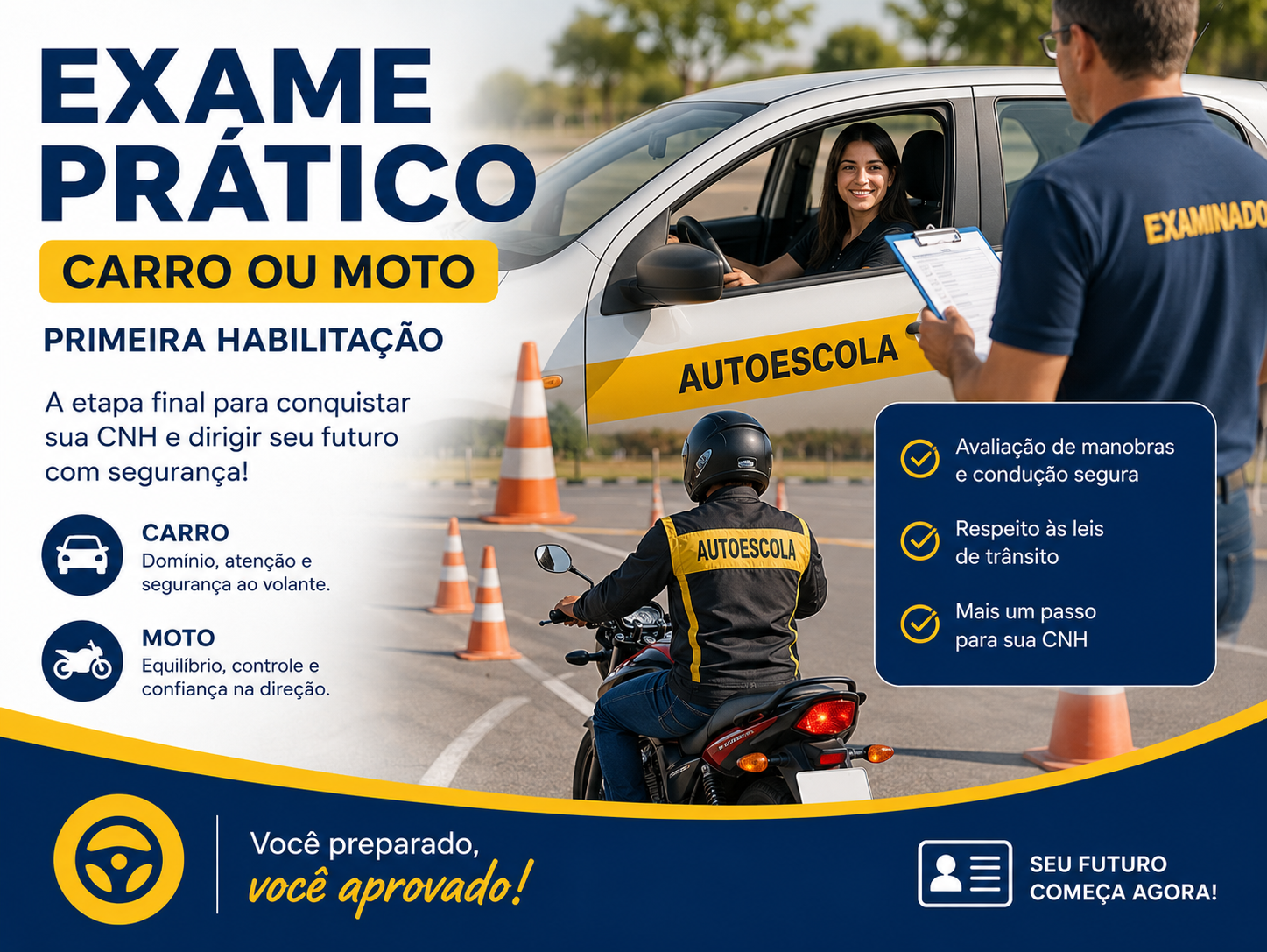 Exame Prático Carro ou Moto (Primeira Habiltação)